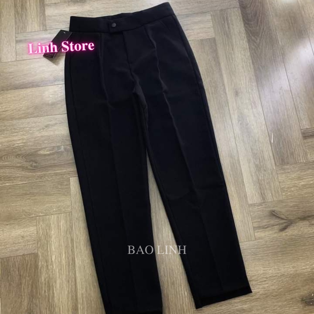 Quần Vải Nữ Cạp Cao Baggy Công Sở Phối Khuy Lệch Chất Liệu Tuyết Mưa Hãng Vitex