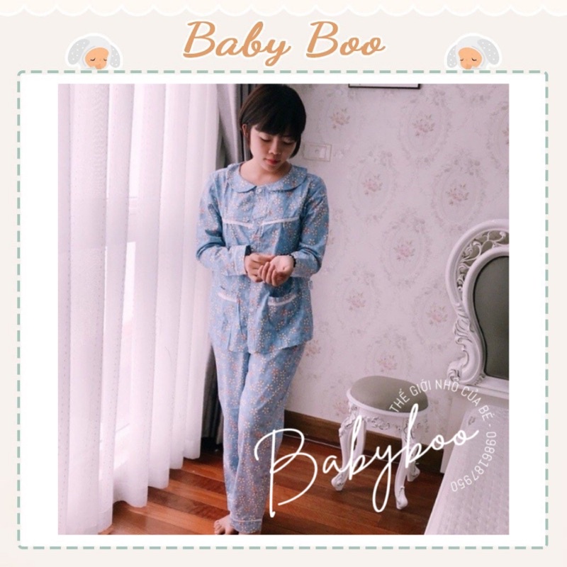 Bộ Đồ Bầu và Sau Sinh IN HOA chất COTTON đẹp cho mẹ bầu mặc nhà và tiện cho bé ti [ babyboo]