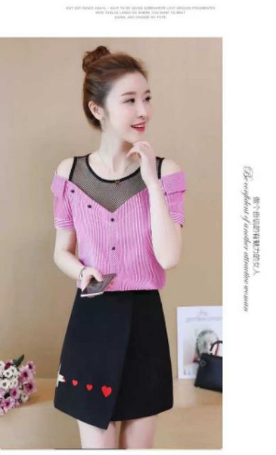 [FLASH SALE]  áo sơ mi kẻ hở vai
