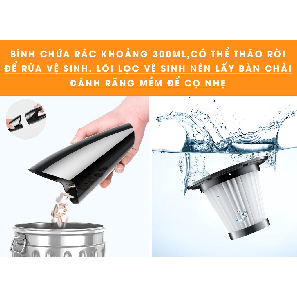 Máy Hút Bụi Cầm Tay Gia Đình Thông Minh 2 In 1 Có Dây, Lực Hút Siêu Mạnh 12000PA 600W Đa Năng Tiện Dụng - Tặng 9 Đầu Hút