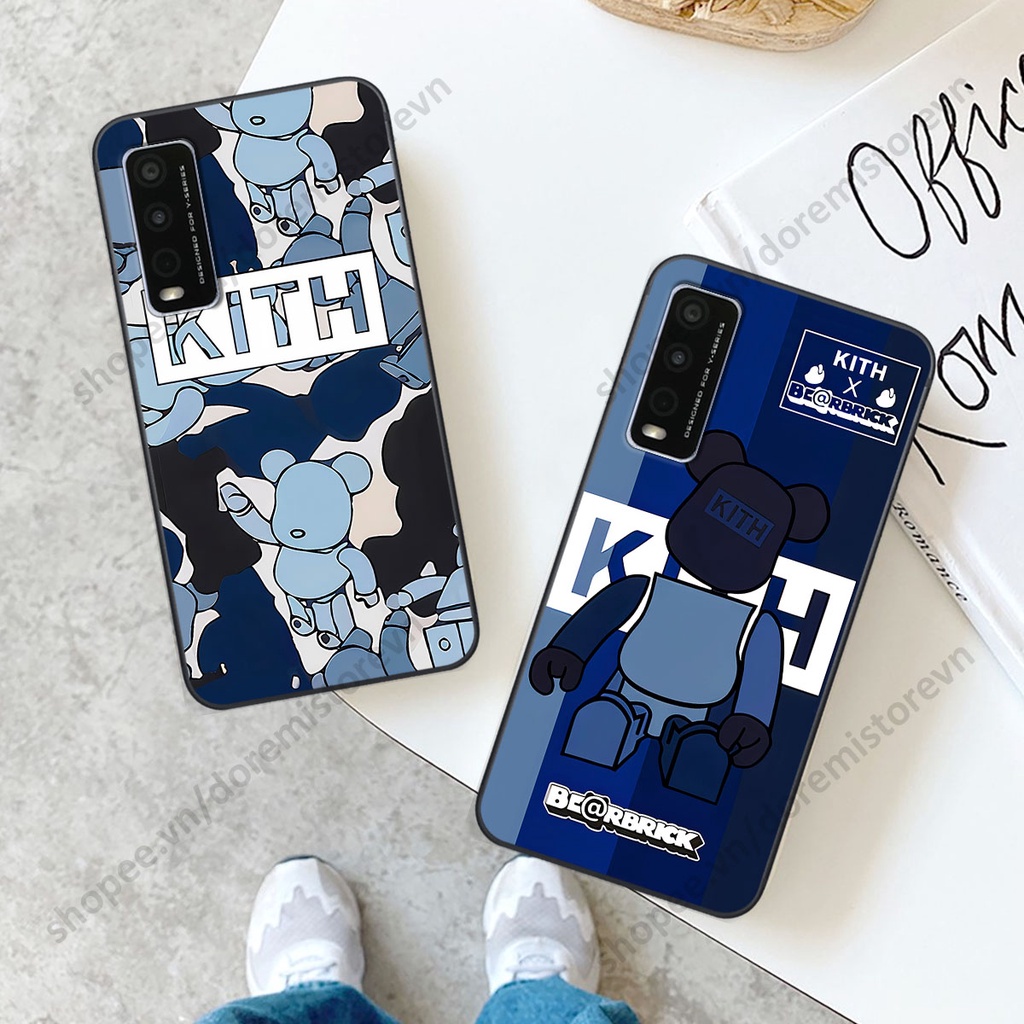 Ốp lưng Vivo Y20 hình kaws, kith, bear brick nổi 3D phong cách độc đáo