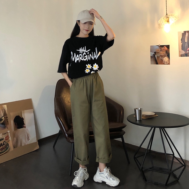 SUXI Quần dài ống rộng cạp cao thời trang retro phong cách Hàn Quốc cho nữ