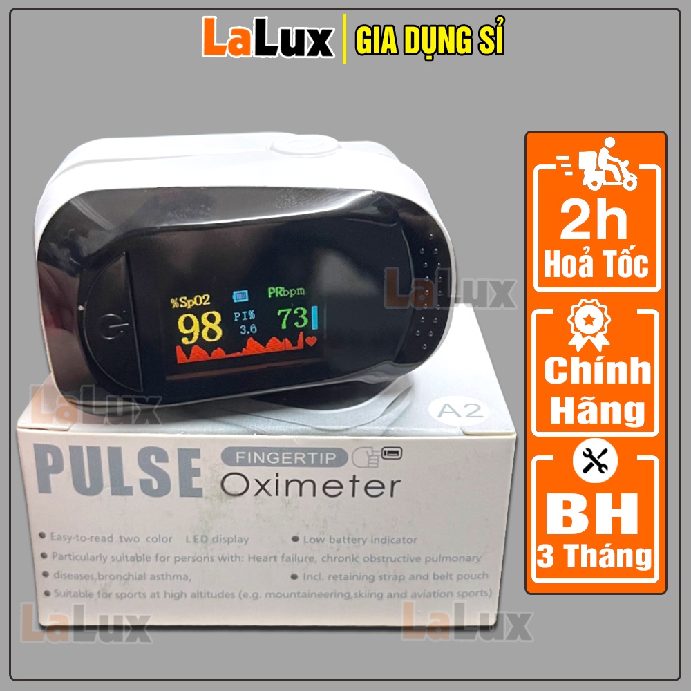 Máy Đo Nồng Độ Oxy Trong Máu A2 Spo2 PULSE Fingertip Oximeter TẶNG PIN - Máy Đo Spo2 Kẹp Ngón - Lalux