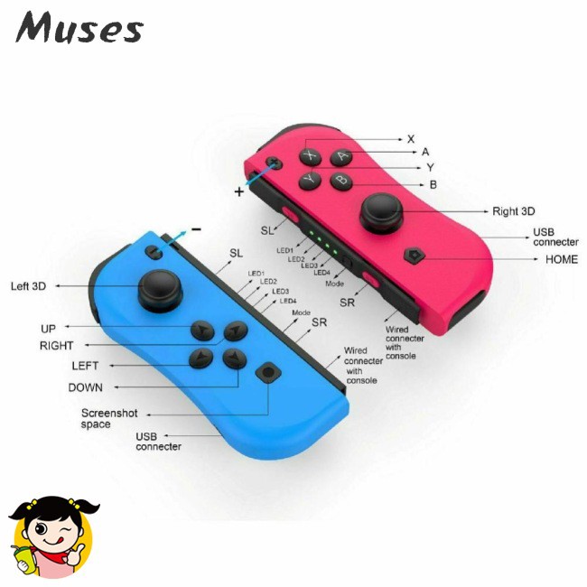Muse07 Tay cầm chơi game Joy-Con trái phải cho Nintendo Switch