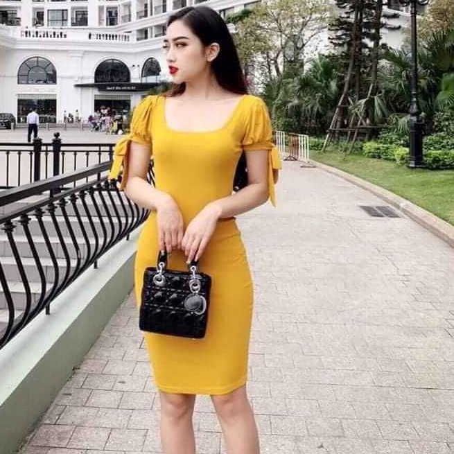 Váy body buộc tay nơ