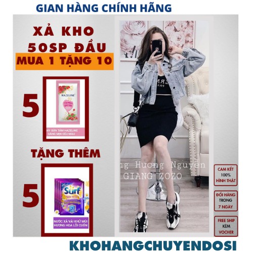 (QUÀ TẶNG LÀ SỮA TẮM) áo khoác jeans🍁 áo khoác bò croptop, rách gấu, ulzzang, kiểu dáng trẻ trung, KHOHANGCHUYENDOSI