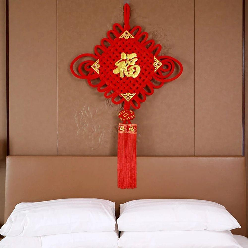 Dây Tua Rua Màu Đỏ Dệt Tay Nhân Vật Fu Cầu Bình An May Mắn Trang Trí Năm Mới