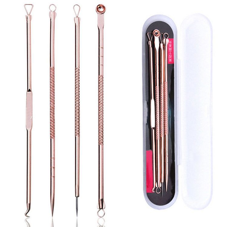 Bộ 4 Cây Nặn Mụn 2 Đầu Chuyên Nghiệp Thiết Kế Nhỏ Gọn Tiện Lợi Dễ Mang Theo Chất Liệu Hợp Kim Không Gỉ Sét