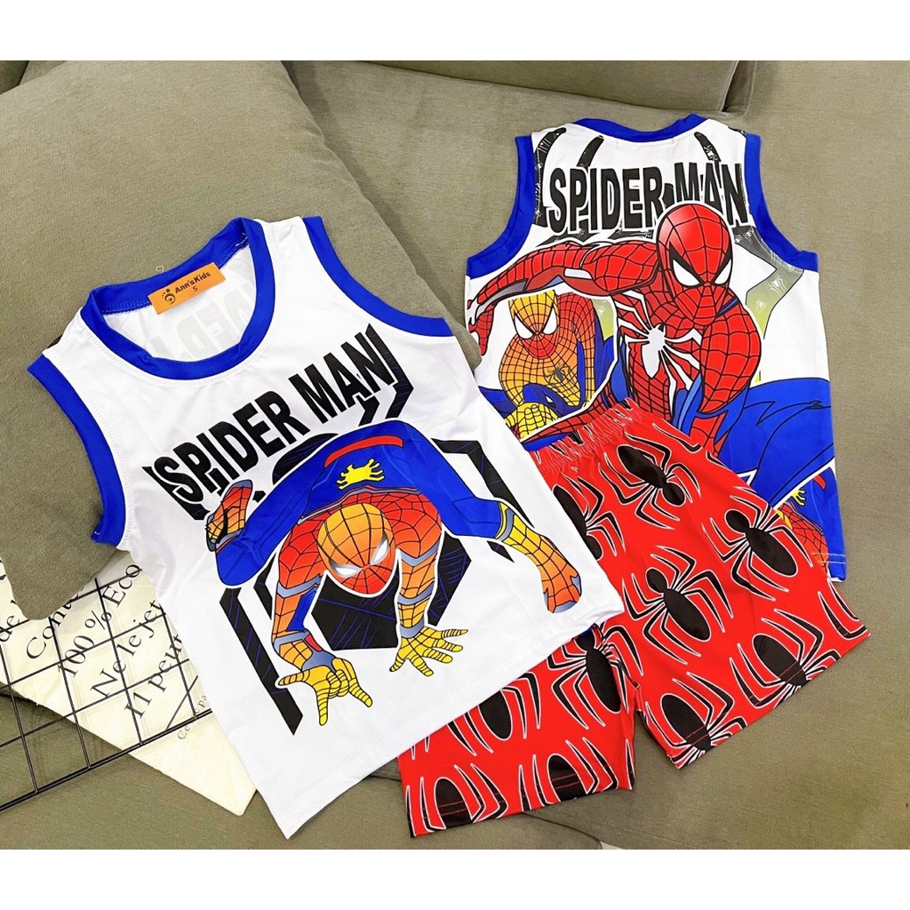 ￼Bộ SIZE ĐẠI họa tiết hoạt hình cộc tay chất thun lạnh in 3D cho bé  trai 16-30 kg- Bm_babyshop68