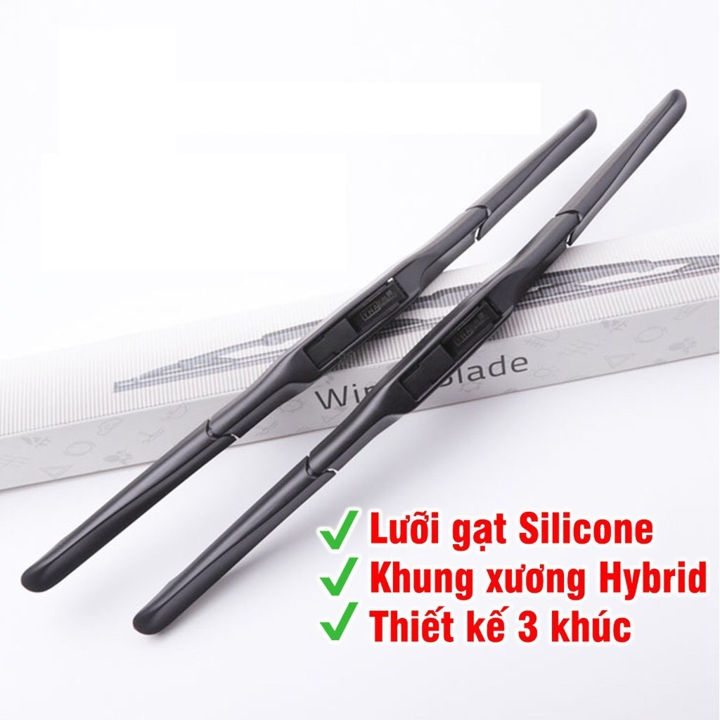 Gạt Mưa Ô Tô Silicone Hybrid 3 khúc CAO CẤP - Loại ngàm U cho dòng xe hơi phổ thông (Nhiều kích thước)