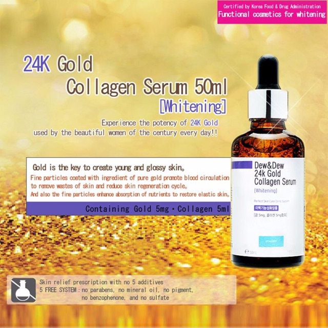 💖Tinh Chất Serum Làm Trắng Da 24k_Gold_Collagen_Serum_Whitening - Dew&Dew 50ml