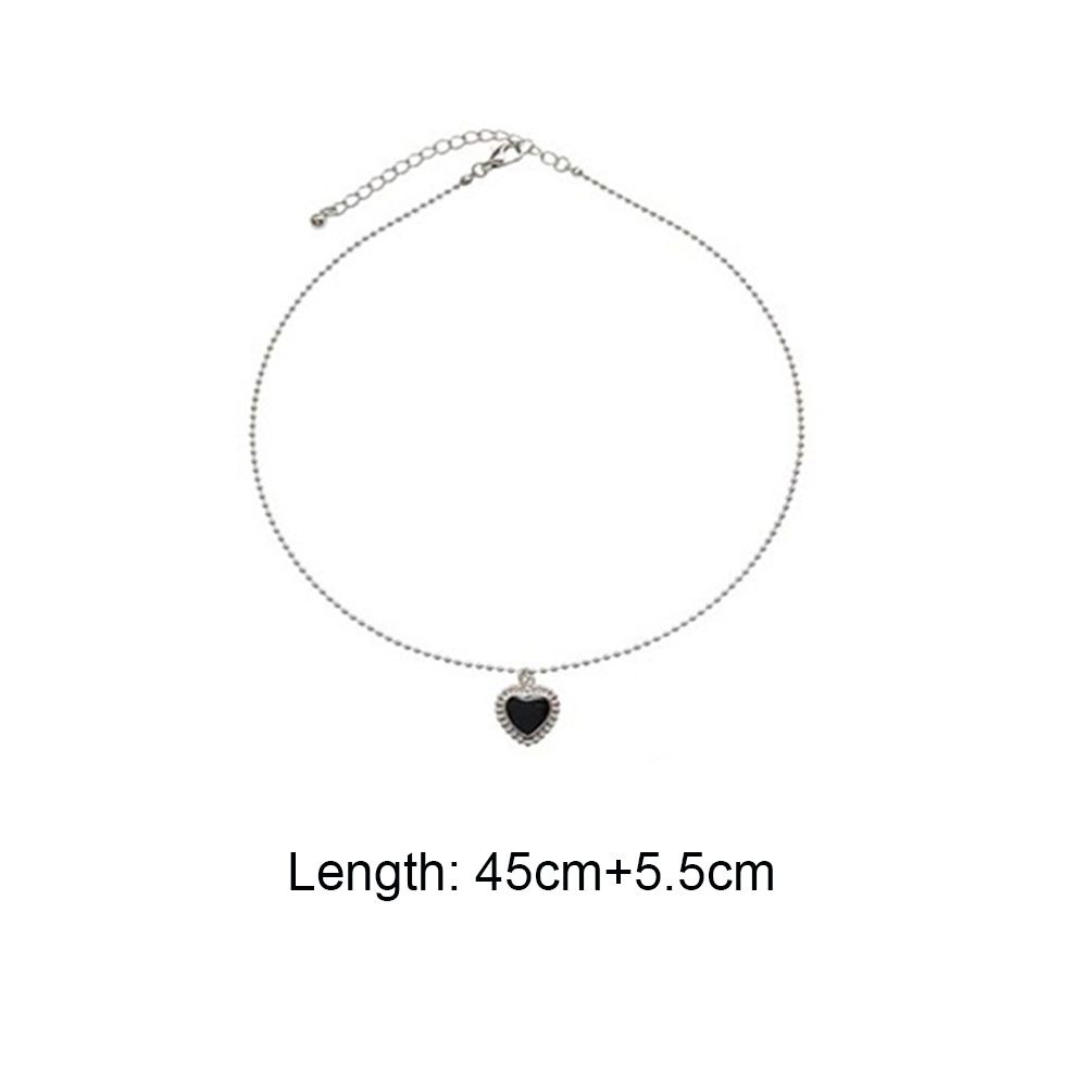 Vòng cổ Choker Màu Đen Mặt Trái Tim Đơn Giản Phong Cách Hàn Quốc Cho Nữ