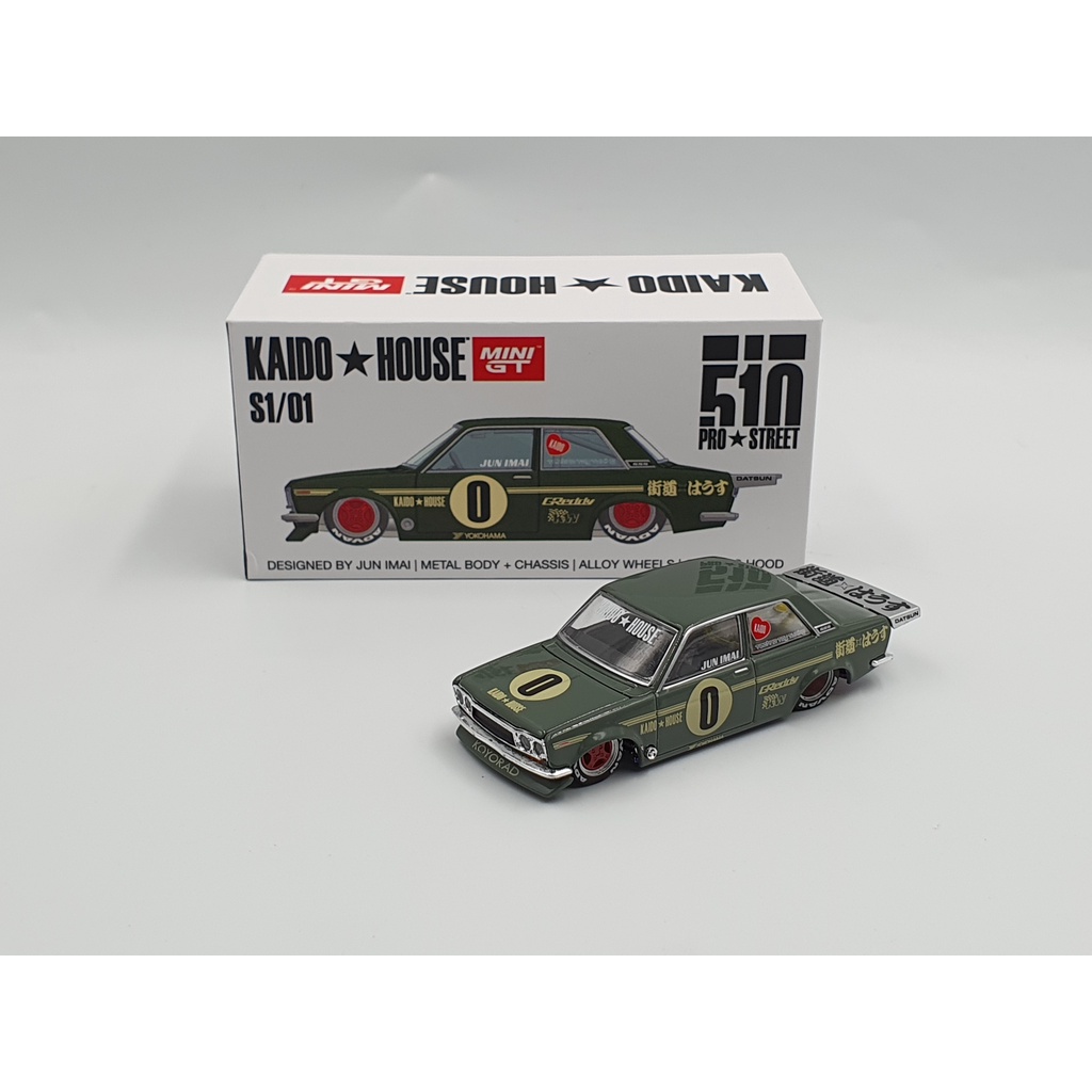 Xe Mô Hình Datsun 510 Pro Street OG Green 1:64 KAIDO HOUSE/ MIniGT (Xanh)