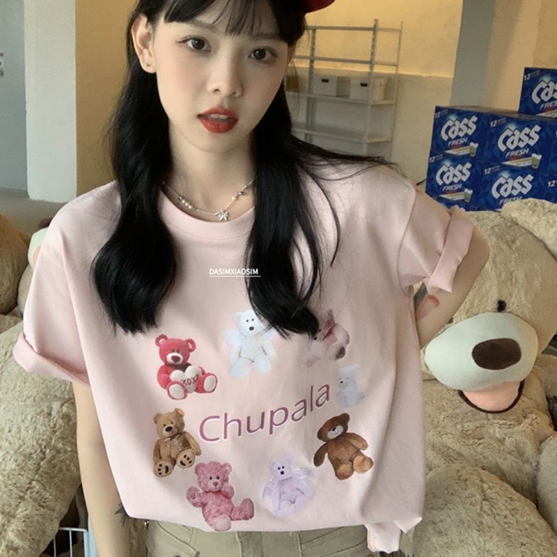 NRVP Áo Thun Cotton Tay Ngắn Cổ Tròn Màu Trơn Thời Trang Dành Cho Nữ