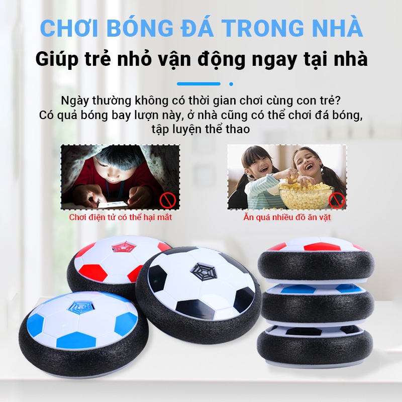 Đồ chơi quả bóng bay lượn trên mặt đất viền bọc mút xốp mềm không đau chân, tích hợp âm nhạc sôi động và đèn LED thú vị