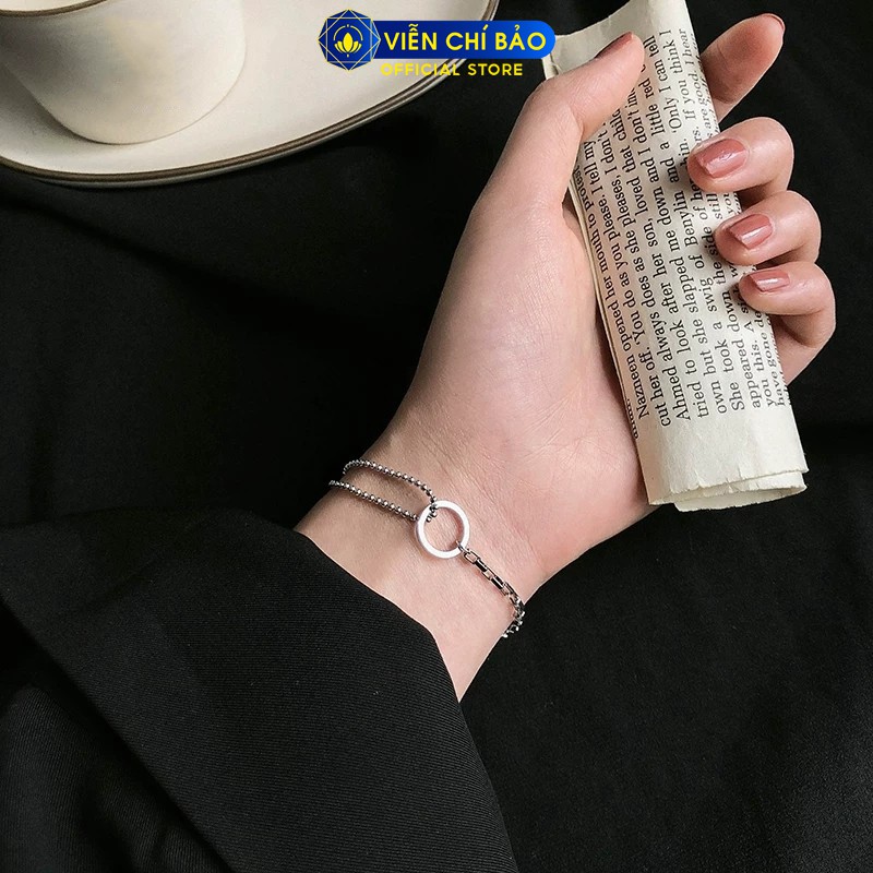 Lắc tay bạc nữ Round dây xích đôi chất liệu bạc 925 thời trang phụ kiện trang sức nữ Viễn Chí Bảo L000188