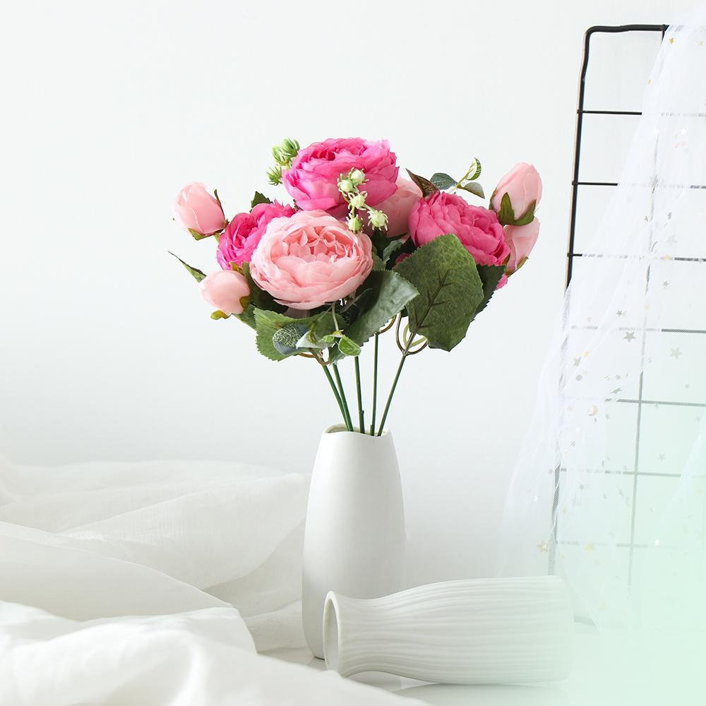 YANN1 Bó Hoa Hồng Nhân Tạo 9 Đầu 30cm Trang Trí Tiệc Cưới / Nội Thất Nhà