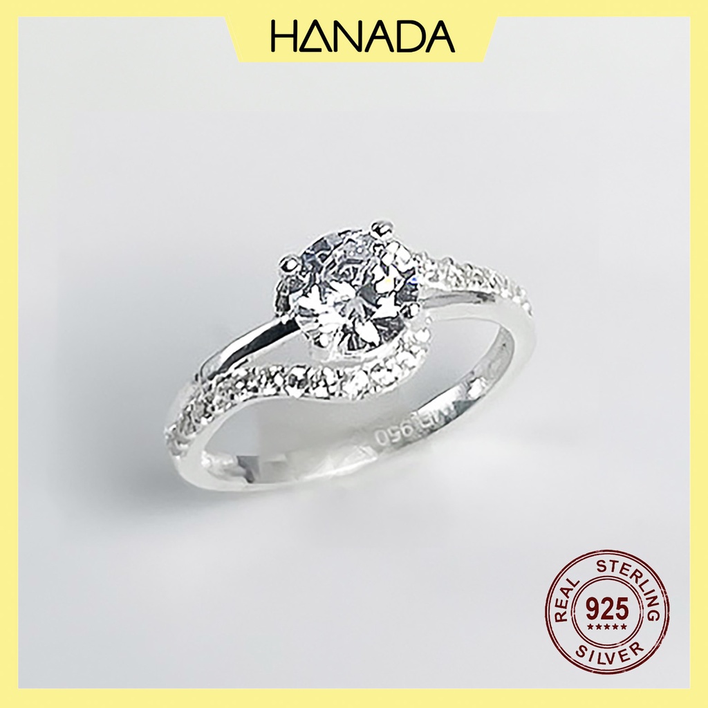 Nhẫn Bạc 925 Hanada Đính Đá Lấp Lánh Sang Trọng Trang Sức Bạc Cao Cấp