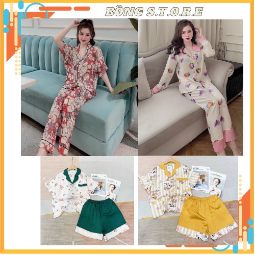Đồ mặc nhà nữ Pijama LỤA SATIN tay ngắn quần dài