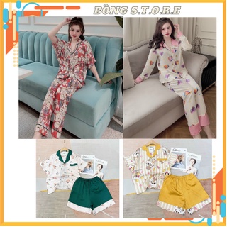 Đồ mặc nhà nữ Pijama LỤA SATIN tay ngắn quần dài