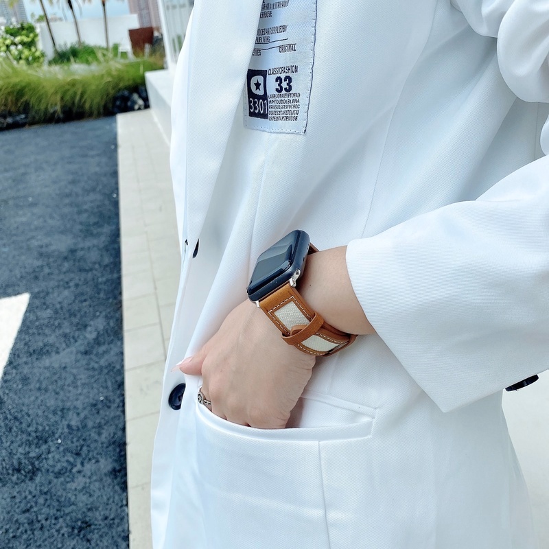 Dây đeo da thanh lịch thích hợp cho đồng hồ thông minh Apple Watch Series 7 6 SE 5 4 3 40mm 44mm 38mm 42mm 41mm