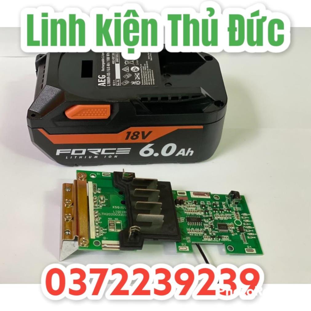 Lktd BN. Vỏ mạch pin AEG - RidGid 18V 6.0Ah Li-ion, Led báo pin và nhận sạc zin.