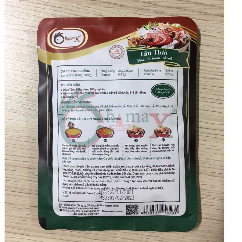 Nước Dùng Lẩu Thái CHIMAX Vị Lẩu Thái Chua Cay tự nhiên , Gói Cho 6-8 Người Ăn - Lẩu Thái 180g | BigBuy360 - bigbuy360.vn