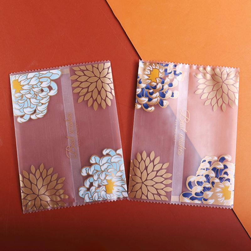 Set 100 Túi Nhựa Đựng Bánh Trung Thu Họa Tiết Hoa Cúc Xinh Xắn