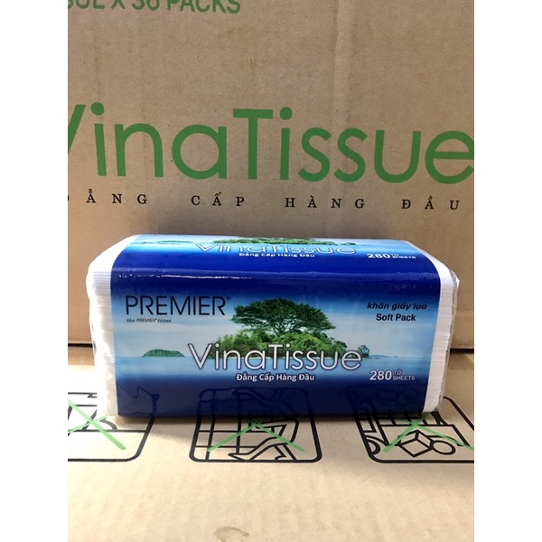 COMBO 10 GÓI KHĂN GIẤY LỤA RÚT PREMIER VINATISSUE 280 TỜ 2 LỚP CHÍNH HÃNG