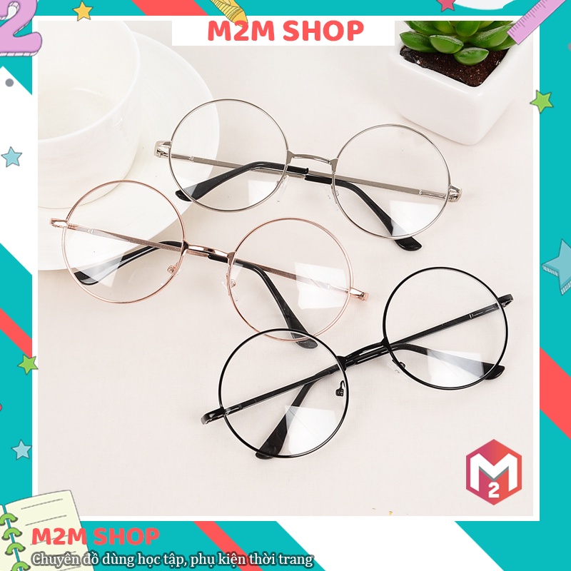 Kính tròn gọng kim loại không độ thời trang dễ thương cho nữ