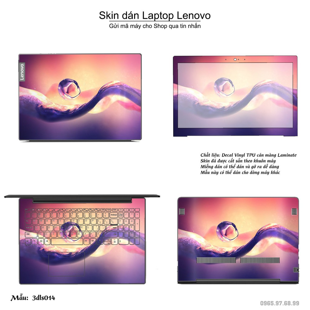 Skin dán Laptop Lenovo in hình 3D Abstract (inbox mã máy cho Shop)