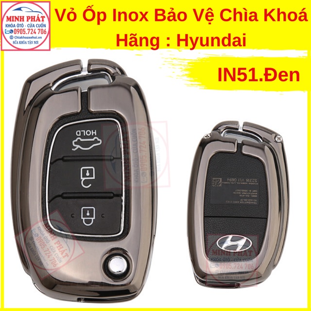 Vỏ Ốp Inox Bảo Vệ Chìa Khoá xe Ô Tô Hyundai Accent I10 Sonata I20 Kona