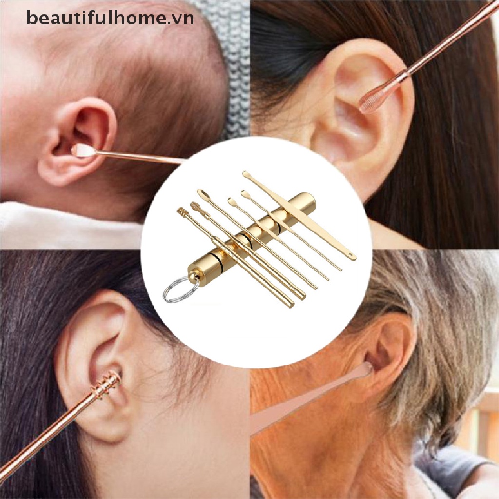 Set 6 Dụng Cụ Lấy Ráy Tai Bằng Inox Tiện Lợi