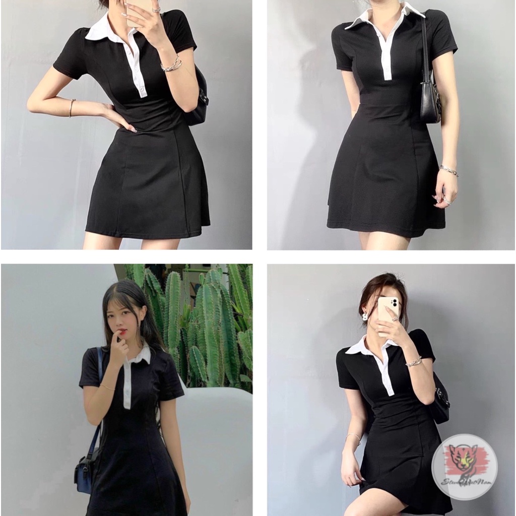 💃 Đầm Polo Nữ Đen Dáng Ôm Váy Nữ Ngắn Body Ngắn | Đầm Công Sở Trẻ Trung Thun Suông Ôm Body 🔥By steven.factory