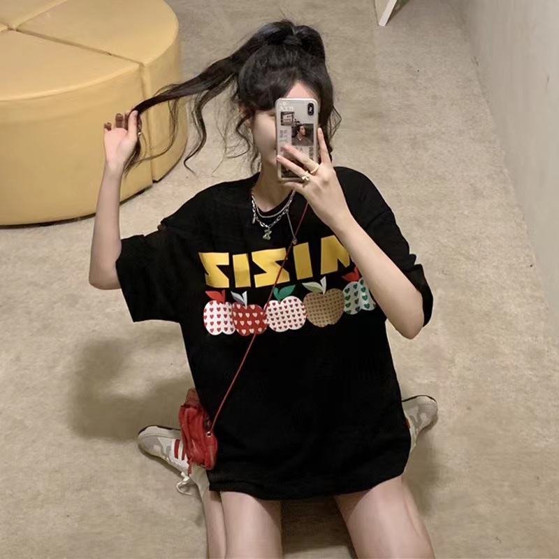 NRVP Áo Thun Cotton Tay Ngắn Cổ Tròn Màu Trơn Thời Trang Dành Cho Nữ