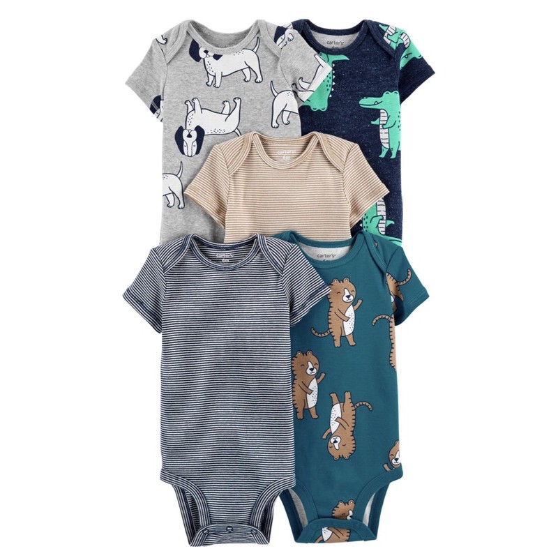 Set 3 chiếc body chíp 100% cotton hãng Carter's cho bé trai bé gái từ sơ sinh đến 24 tháng