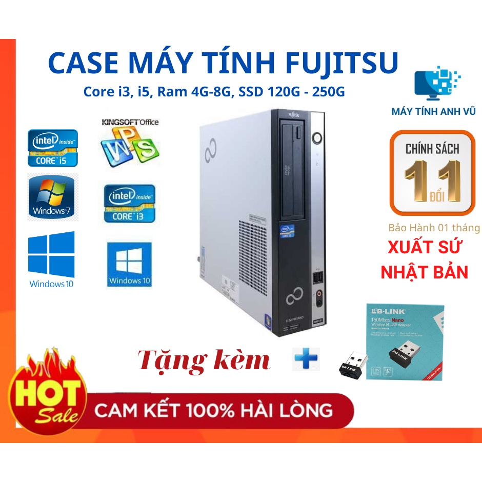 Case máy tính Fujitsu core i3 core i5 sử dụng văn phòng học tập