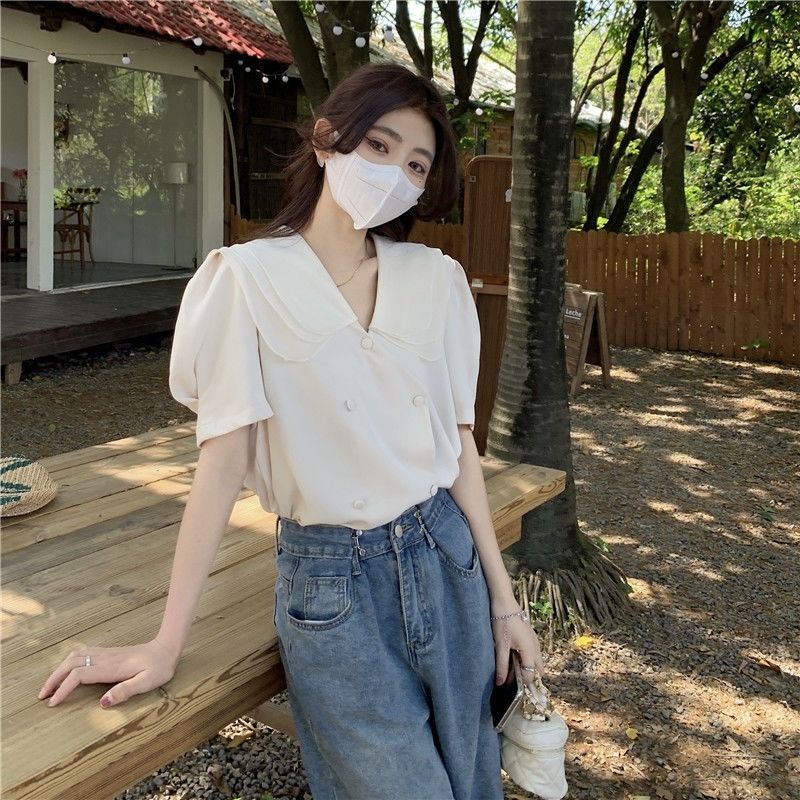 Áo Sơ Mi Tay Ngắn Kẻ Sọc Ca Rô Đính Nơ Thời Trang Mùa Hè 2022 Cho Nữ