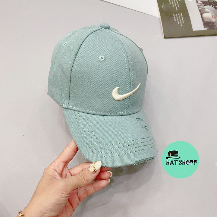 Mũ lưỡi trai rách ❤️ Nón thêu chữ NIKE phong cách Ulzzang form unisex nam nữ