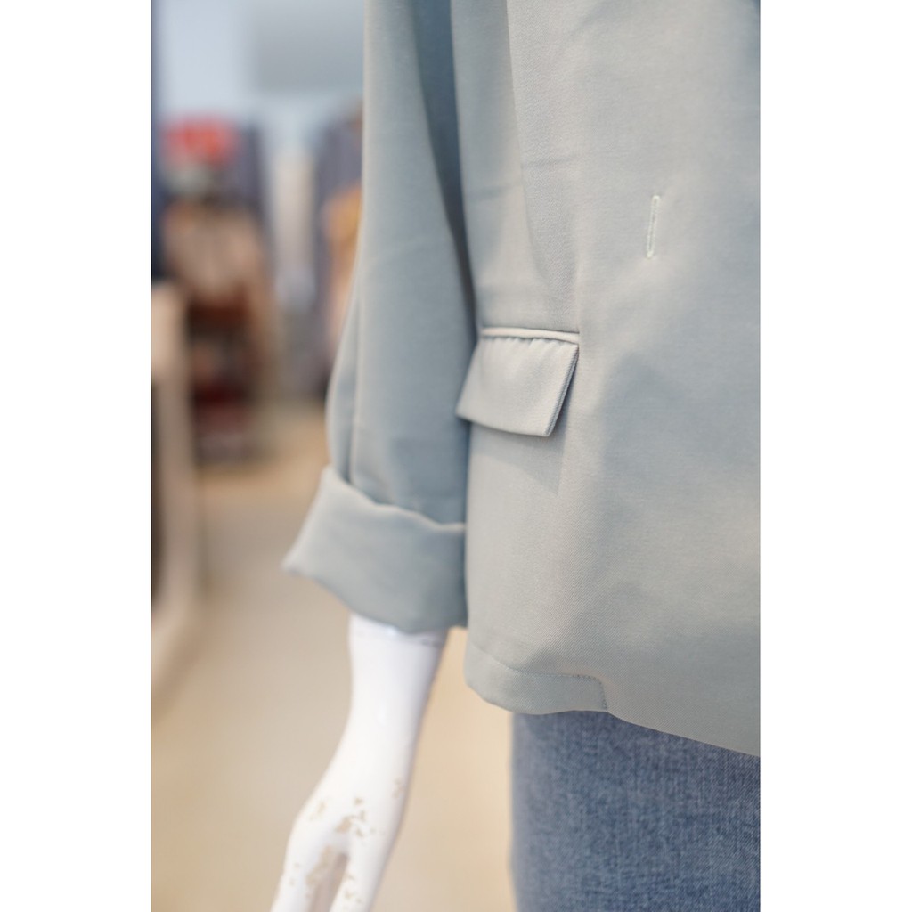 Blazer Form Ngắn Xanh Trơn 070