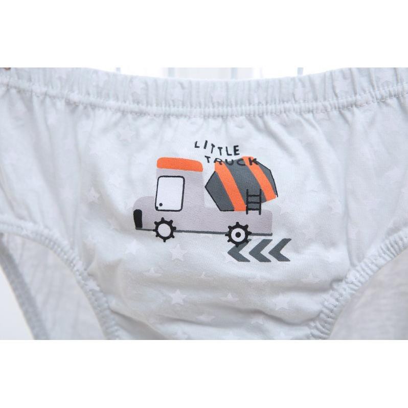 Hộp 5 quần lót bé trai Hàn Quốc 100% cotton mẫu Xe Công Trường Let's Go Hyakes