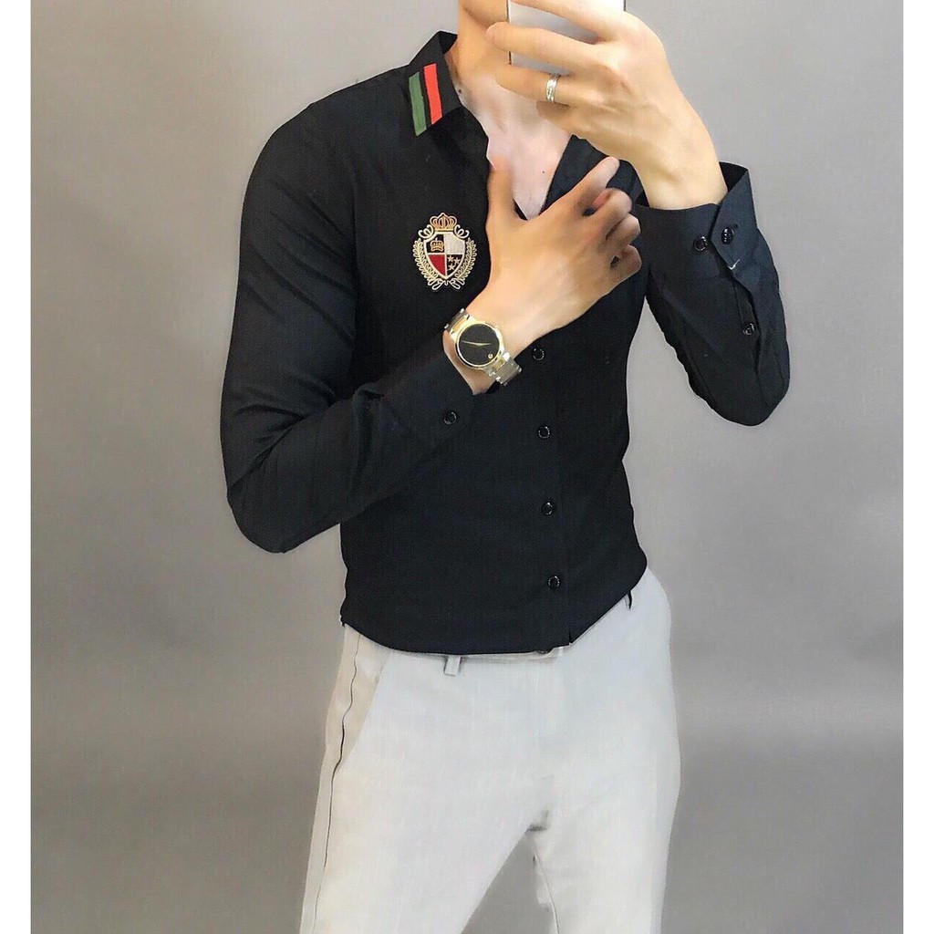 ÁO SƠ MI ĐÔI NAM NỮ TAY DÀI THÊU LOGO HT01 | BigBuy360 - bigbuy360.vn