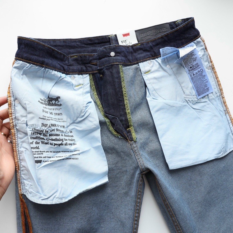 Quần jean dài trơn levis 511 chuẩn full tag from slim fit