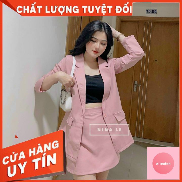 Sét Vest + chân váy trơn nhiều màu ⚡⚡GIÁ RẺ⚡⚡👗👗chất cotton chéo dày dặn👗👗 phù hợp đi làm, đi tiệc, sự kiện,...