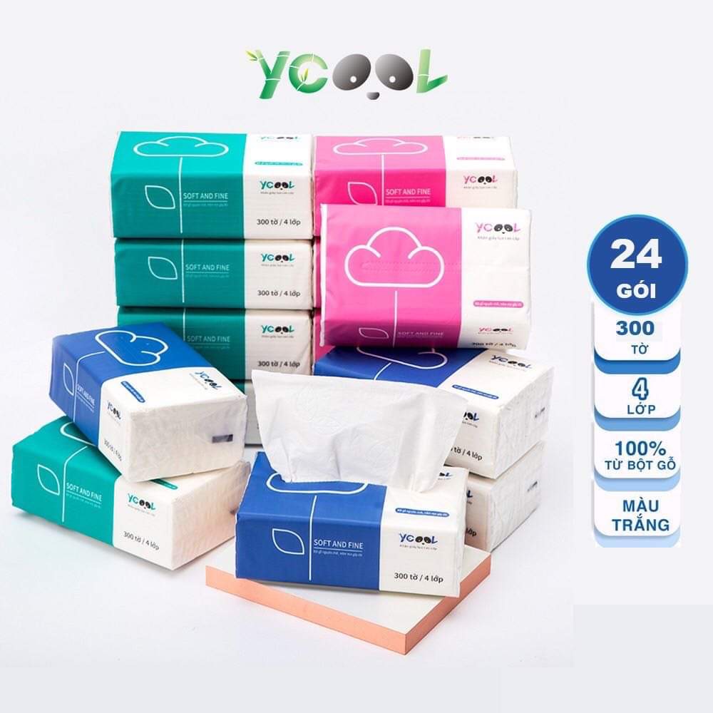 Giấy Ăn Lụa Cao Cấp YCOOL Khăn Giấy Rút Đa Năng Trắng Tự Nhiên