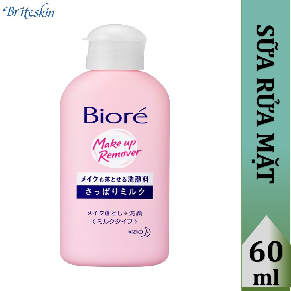 Sữa Tẩy Trang Rửa Mặt 2 Trong 1 Biore Milk Make Up Remover 60ml