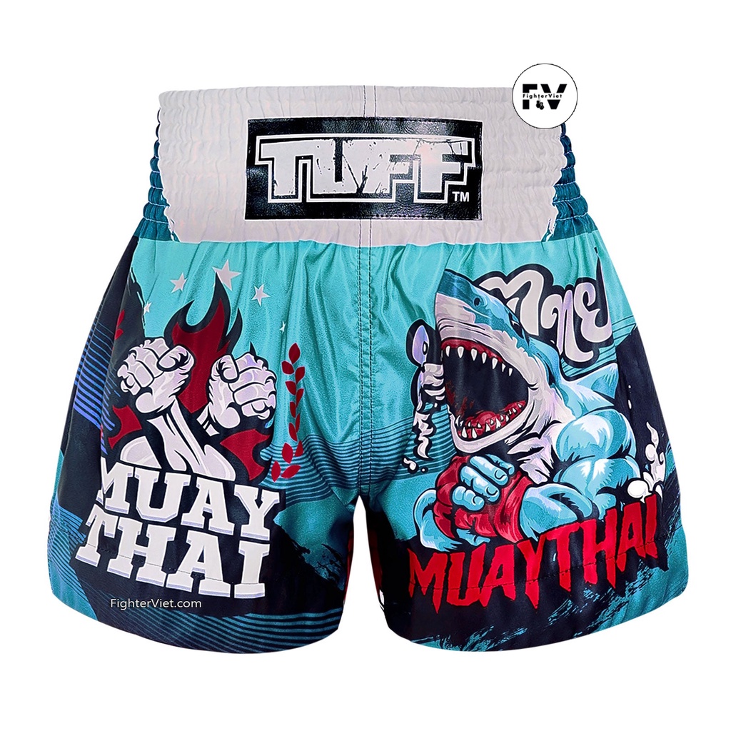 Quần TUFF Muay Thai Boxing Shorts The Carcharodon - Cá Mập Xanh