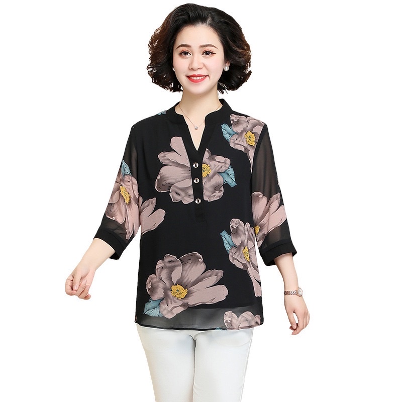 Áo hoa quý cô trung niên cao cấp  LT29-1221