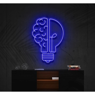 Đèn led neon - bộ não, decor phòng làm việc