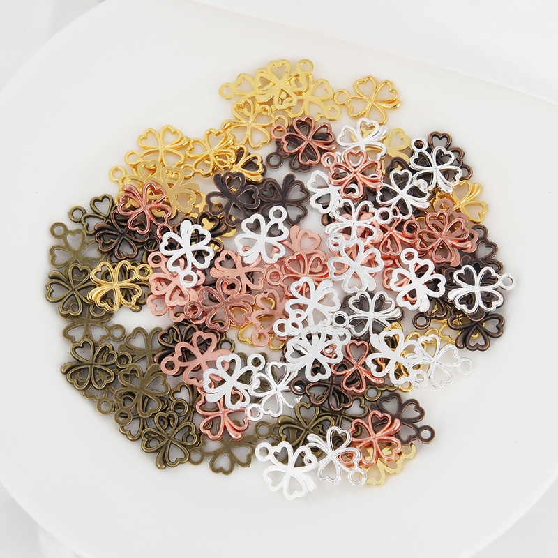 Set 20 Mặt Vòng cổ Bạc Hình Cỏ May Mắn Diy